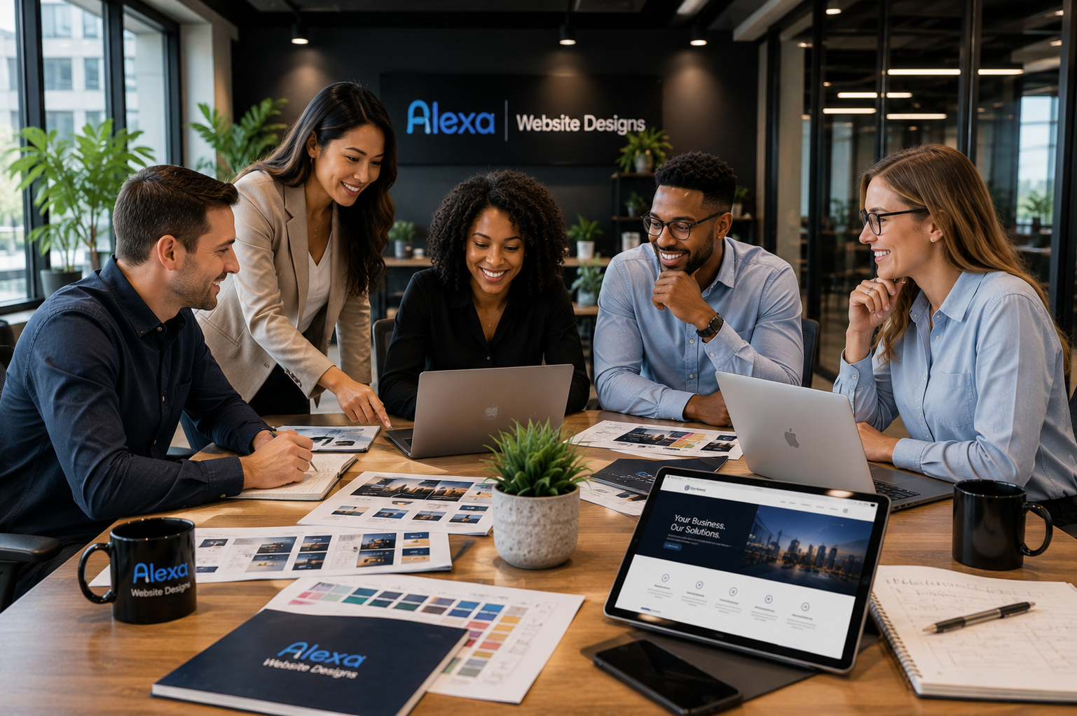 Alexa Website Designs team having a meeting